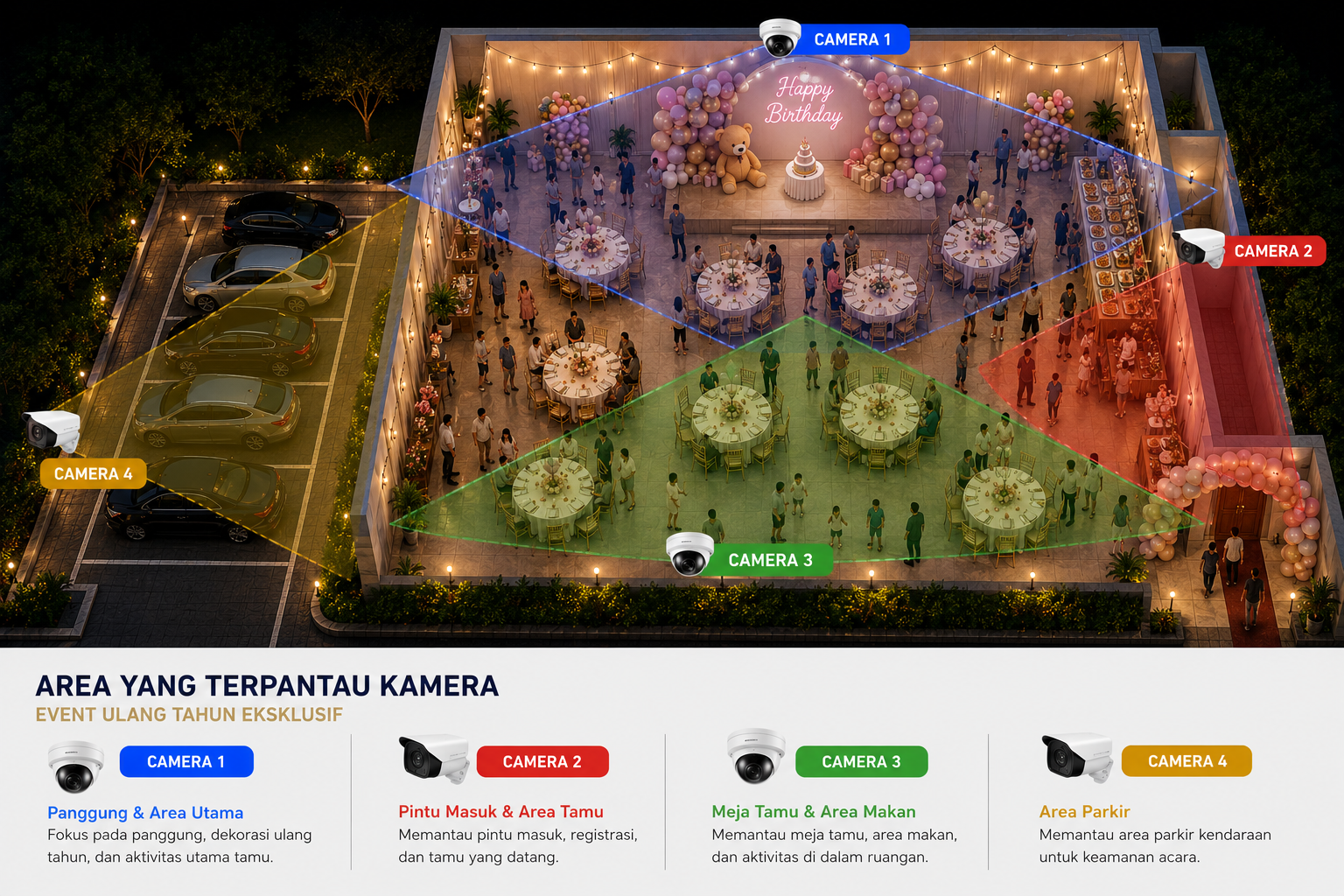 Contoh area yang terpantau kamera untuk event ulang tahun